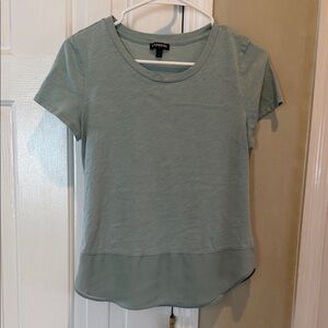 Express Women's Light Green Short Sleeve Top